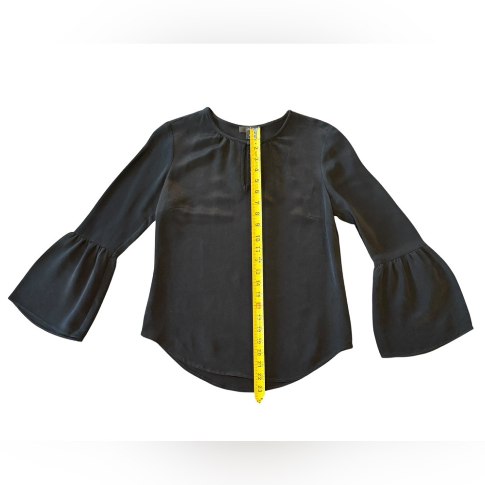 J. Crew Silk Blouse Black 3/4 Sleeve with Keyhole Neckline Women’s Size 0 - Picture 6 of 10